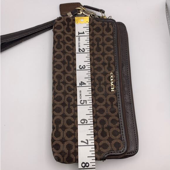 COACH Brown Double Canvas Wristlet - Picture 10 of 10